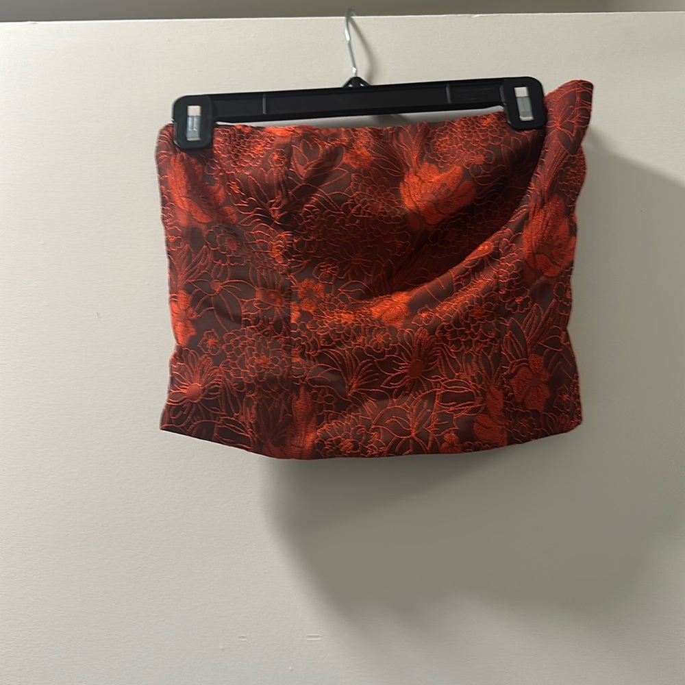 Reformation red embroidered tube top, 0, like new